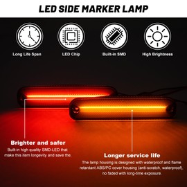 NJSBYL LED Side Marker Lights for Chevy and GMC C/K Series C10 C20 C30 K10 K20 K30 C1500 C2500 C3500 K1500 K2500 K3500 R30 V30 R3500 V3500 Smoked Lens Front Rear Left Right Markers Signal Lamps