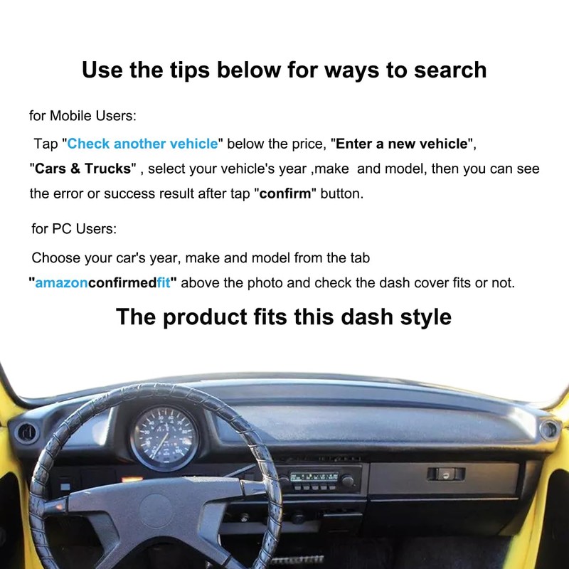 Yiz Dashboard Cover Dash Cover Mat Fit for VW Volkswagen