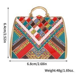 Women's Rhinestone Handbag Shaped Brooch Lapel Pin for Women Girls - Crystal Fashion Enamel Bag Clothes Accessories Brooches Pins Dainty Jewelry for Sweater Hat Dresses Suit Coat Backpack