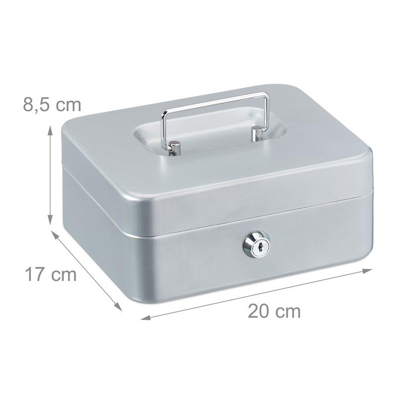 Relaxdays Lockable Cash Box, Removable Insert, 5 Compartments, Iron Money