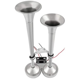 Ineedup Dual Trumpet 150dB Electric Train Car Air Horn for 12V Cars Trucks Trains Boats RVs Silver