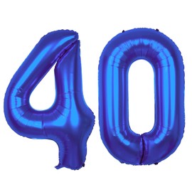 40 Inch Hot Blue 40 Number Balloons Giant Jumbo Huge 40 Foil Mylar Helium Number Digital Balloons Dark Blue 40th Birthday Balloons 40th Anniversary Events Party Decorations Photo Shoot Supplies
