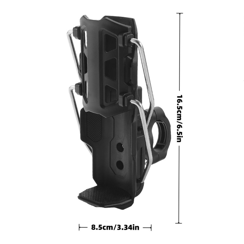 Adaptive Bicycle Bottle Holder, Automatic Clamping Mechanism, 360 Degree Rotatable