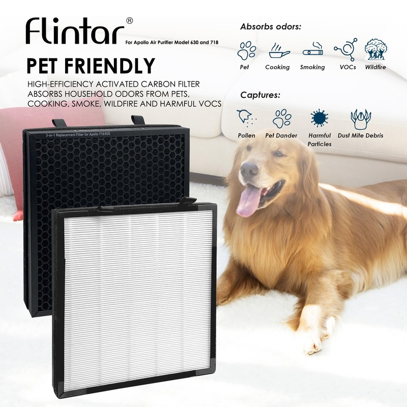 Flintar True HEPA Replacement Filter, Compatible with Okaysou(Oksou) Apollo 630/718