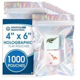 Spartan Industrial - 4" X 6" Holographic Resealable Bags - Pack of 1000 Smell-Proof Heat Seal Bags for Cookies, Candy Packaging, Bath Salts, and More