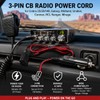 CB Radio Power Cord 3Pin Plug Cable 2-Wire 16AWG Fused
