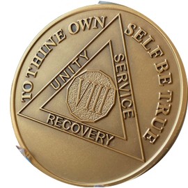 8 Year AA Medallion Premium Bronze Sobriety Chip Serenity Prayer Back