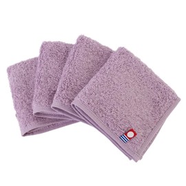 aso Hand Towel, Imabari Towel, Set of 4, Medium Thick, 7.9 x 7.9 inches (20 x 20 cm), 100% Cotton, Made in Japan, Towel Handkerchief, Everyone's Towel (Set of 4), Ash Purple, cy-mt275-h4-ap
