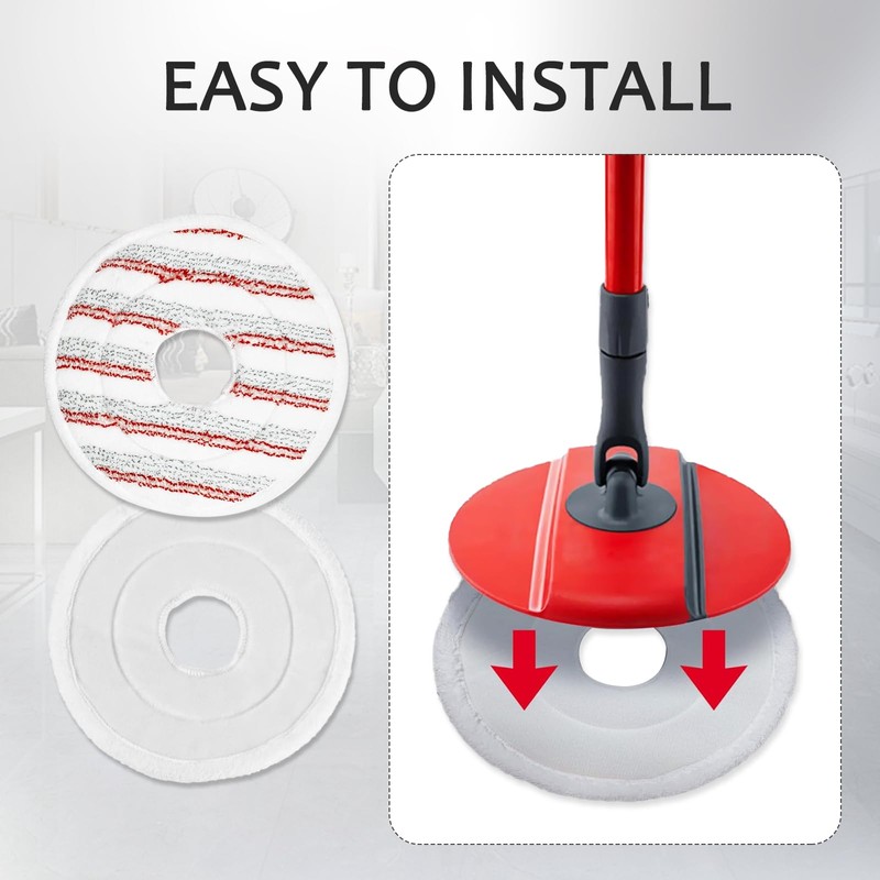 3 Pack Spin Mop Heads Replacement Compatible with Vileda, Reusable