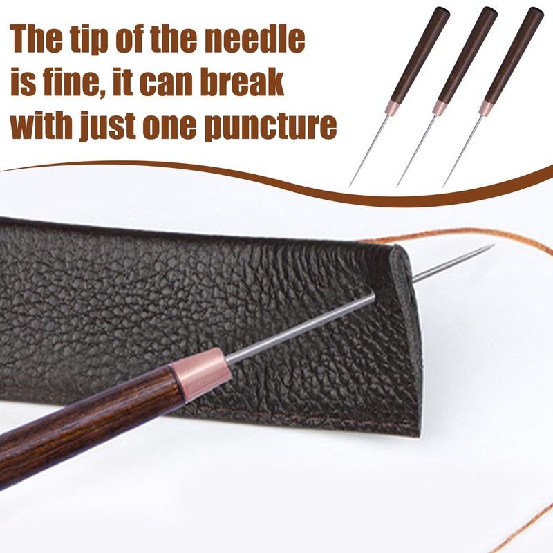 2 Pack Handwork Sewing Awl, Gourd Shape Awl Wooden Awl