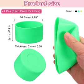 PATIKIL Silikon-Kofferraum, 4 Stück, Bodenhülsen für Wasserflasche, Auto-Reisebecher, transparent/schwarz/glasgrün/fluoreszierend