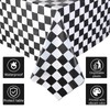 Checkered Race Car Party Supplies Including Plastic Disposable Black and