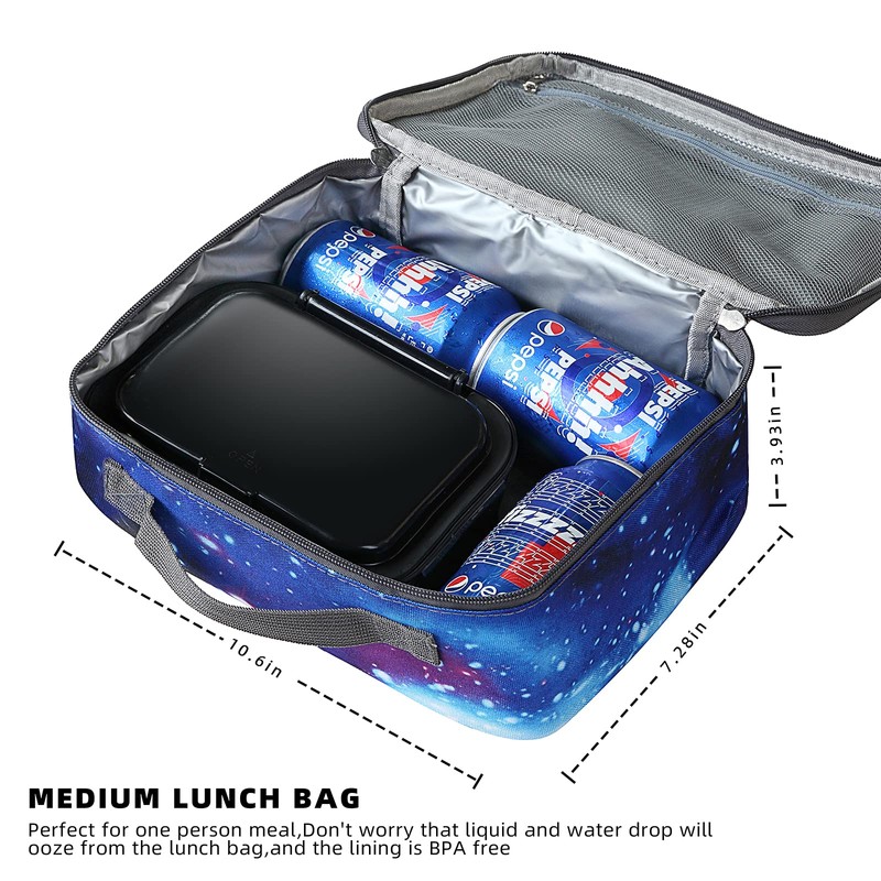 WeiWyTex Galaxy Insulated Lunch Bag for Boys/Girls, Reusable Cooler Lunch