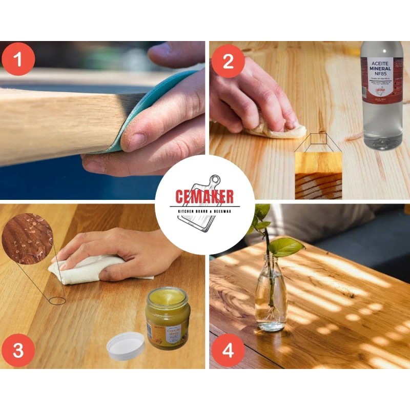 Cera De Abeja Y Aceite Mineral Para Madera Grado Alimenticio