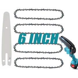 6 Inch Chainsaw Chain, 4 Pieces Replacement Chains with Bar for All 6-inch Cordless Electric Portable Mini Chainsaws, Durable Carbon 6Inch Chainsaw Chains for Pruning Shears and Wood Cutting
