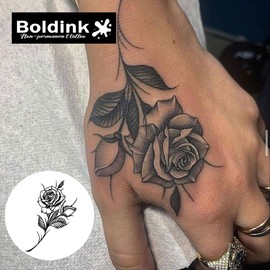Boldink Semi-permanent tattoos, realistic fake tattoos, last 7-15 days, waterproof non-reflective temporary tattoo stickers, cruelty-free, uniquely designed exquisite packaging（Rose）