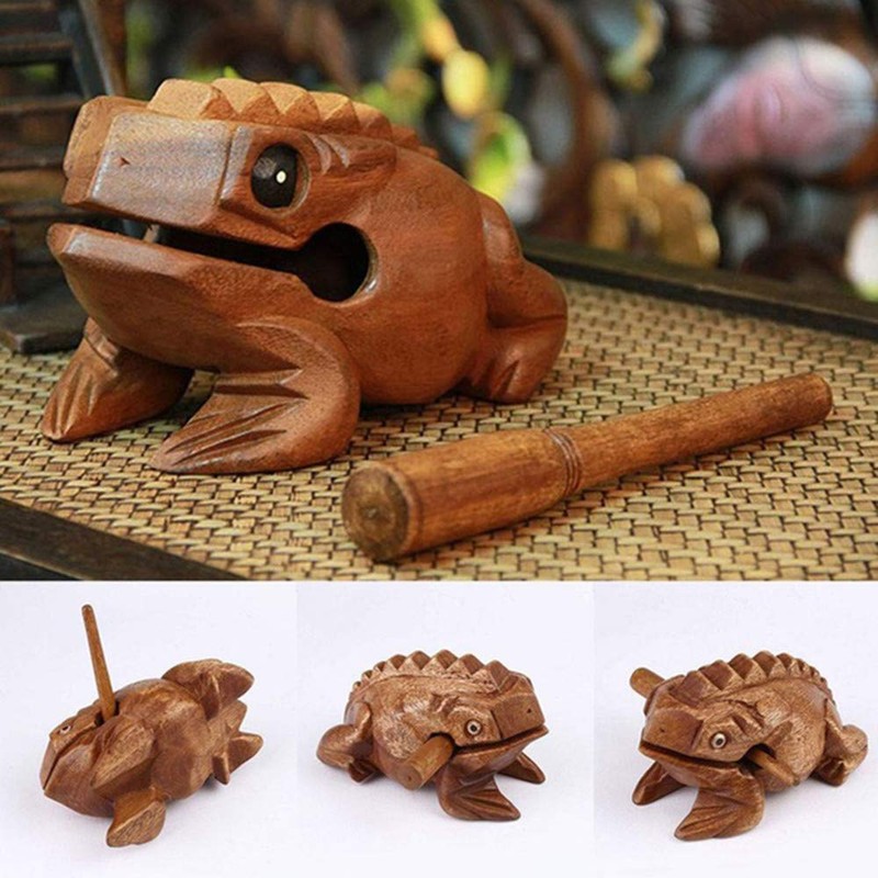 Kingsie Frog Wooden Luck Guitar Percussion Instrument Sound Frog Thai