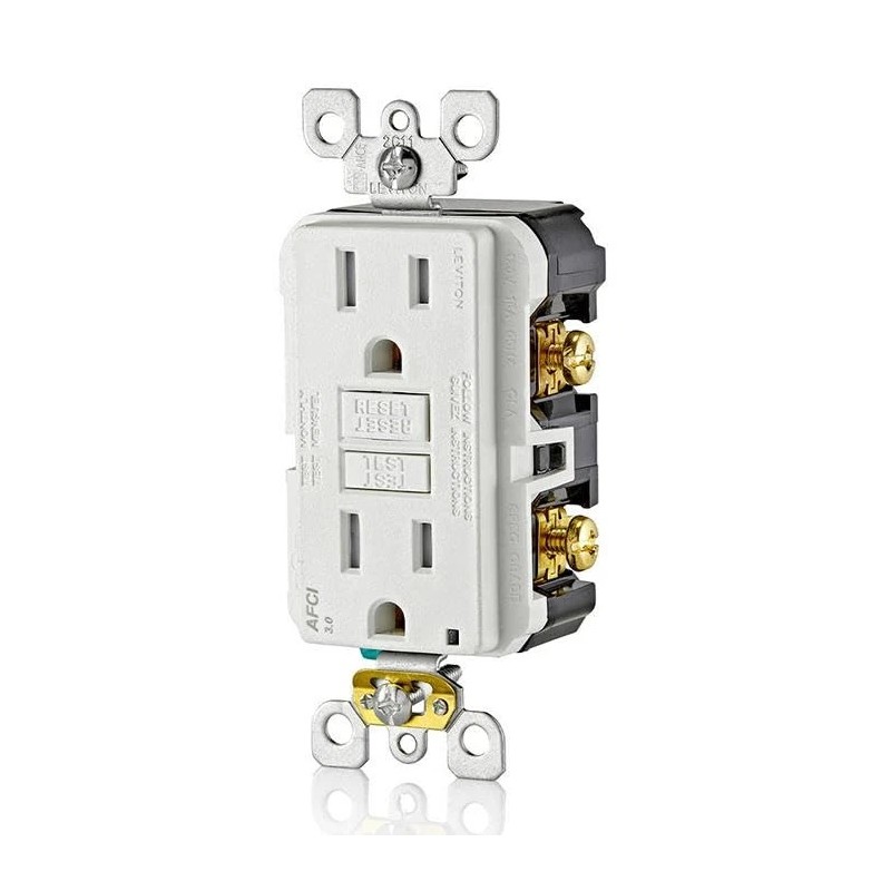 Leviton 15 Amp Tamper Resistant AFCI Receptacle Outlet with Test
