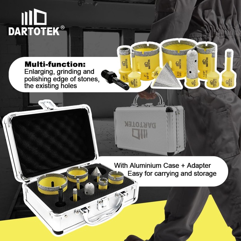Diamond Core Drill Bits Set 10PCS - DARTOTEK Tile Hole