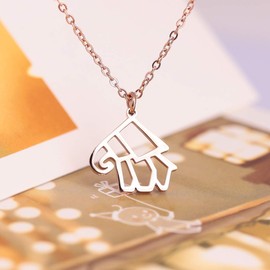 HANFLY Collar con colgante de elefantes chapado en oro rosa de 18 quilates con diseño de origami