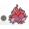 Flaming Heart Fluff Flowers Iron On  Embroidered Patch 3 1/2 "X 3 1/2"