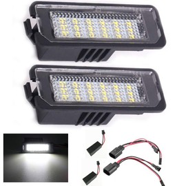 2Pcs Error Free LED License Plate Lights Tag Lamp Assembly Compatible/Replacement for Volkswagen VW Golf GTI MK4 MK5 MK6 MK7 CC Rabbit Polo EOS Phaeton Beetle Scirocco, 6000K White
