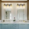 HUOKU Crystal Bathroom Vanity Light Gold Chrome 3-Light Modern Bathroom