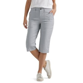 Lee Women's Ultra Lux Comfort with Flex-to-Go Utility Skimmer Capri Pant, Material Gray, 14