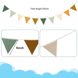 Fabric Bunting Banner,Triangle Baby Bunting for Nursery,Double Sided Colorful Cotton Bunting Garland for Vintage Themed Wedding Afternoon Tea Garden Party Nursery/Baby Shower Decor(Morandi GREEN)