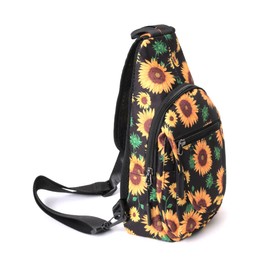 WESTEND Novelty Crossbody Sling Bag Backpack with Adjustable Strap for Men and Women, Sunflower