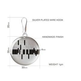 Handmade Musical Round Oval Dangle Earrings Jewellery for Women (Black Piano on Silver)