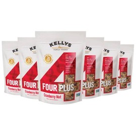 Kelly's Four Plus Granola (Cranberry Nut) Granola Cereal with Whole Grain Oats, Honey, Maple Syrup - Non-GMO, Low Sugar, Sodium Free and Gluten Free Granola for Yogurt - 12oz (Pack of 6)