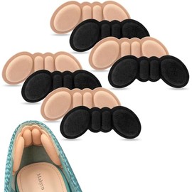 Fersenpolster Schuheinlagen -[4 Paar]Selbstklebend Fersenschutz Fersenkissen für zu große Schuhe & Stiefel Schuhfüller Heel,Gegen Reibung Heel Pads für Männer Frauen.(2 Schwarz/2 Beige)