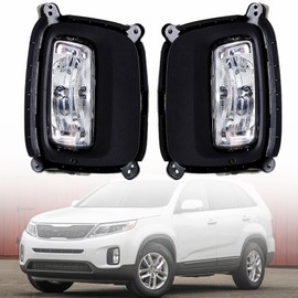 munirater 2-Pack Front Driving Fog Light Assembly with Bulbs Bezel Set Driver and Passenger Side Replacement for 2014-2015 Kia Sorento