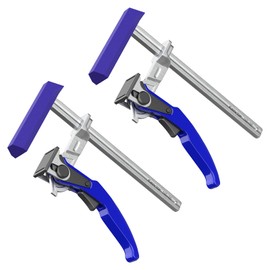 KARRYTON 2-Pack Quick Release Ratchet Track Saw Clamps, 6-1/2" Capacity x 2-1/2" Throat Depth, T-track Clamp for MFT/Guide Rail System, 600LB Clamping Force w/Foot Cover and Non-Marring Pad