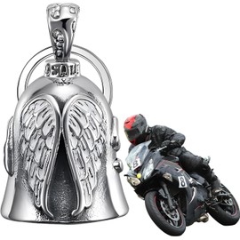 XNZMYN Guardian Bell Motorcycle Bell, Stainless Steel Motorcycle Bell Lucky Charm, Motorcycle Bell Hanger Chrome for Motorcycle Accessories or Key Ring (Silver)