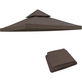 FORALEBEN 10 x10 FT Gazebo Replacement Canopy Top Cover for Double Tiered Canopy Patio Garden Gazebo Outdoor BBQ Roof Cover Grill Shelter (Coffee)