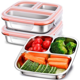 3-Pack Stainless Steel Snack & Lunch Containers for Kids & Adults, 20 oz