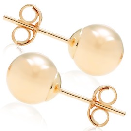 A&M 14k Gold Ball Stud Earrings - Lightweight Gold Studs Earrings for Women - Comfortable for Daily Wear Hypoallergenic Earrings with Secure Post Back - Sizes 3MM–8MM (Yellow Gold, 4MM)