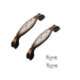 SYDARSYN Pack of 2 Handles for Kitchen Cabinets - Vintage Floral Pattern Furniture Handles, Ceramic Handles, Cupboard Handles, Kitchen Handles, Pech 96 mm