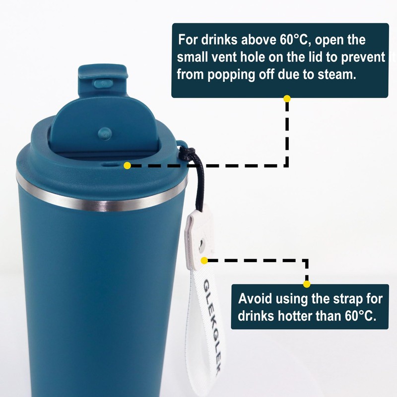 GLEKGLEK Leakproof Travel Mugs for Hot Cold Drinks Insulated Coffee