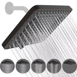 Hibbent 13'' High Pressure Rain Shower Head 5 Spray Modes Rainfall Showerhead Oil Rubbed