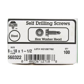 Hillman 8 Sizes x 1-1/2 in. L Phillips Hex Washer Head Zinc-Plated Steel Sheet Metal Screws 100 pk