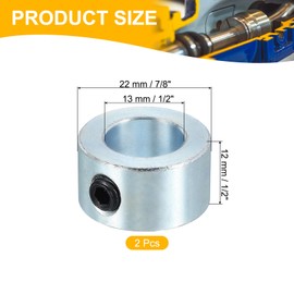 PATIKIL Bore 1/2" Shaft Collar 7/8" OD 1/2" Thickness, 2 Pack Carbon Steel Zinc Plated Landing Gear Stopper Wheel Collar with M6 Set Screw for Machine Tools Industry, Silver