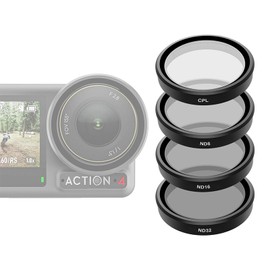 AuyKoo DJI Osmo Action 4/Osmo Action 3 CPL ND Filter [4 pieces] DJI Polarizing Filter, DJI Dimming Filter, Lens Cover, Camera Protection Filter, Lens Protection Filter, Aluminum Material, High