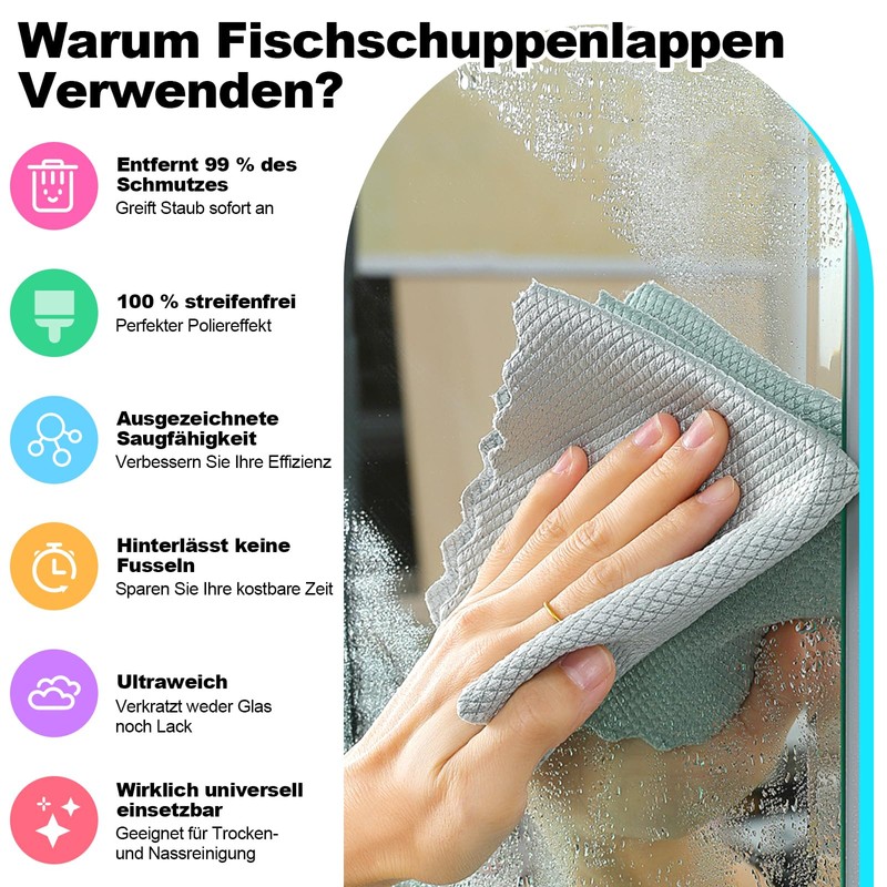 SUWIWKKOA Microfibre Cloths Nano Streak-free Window Cloth Tea Towels