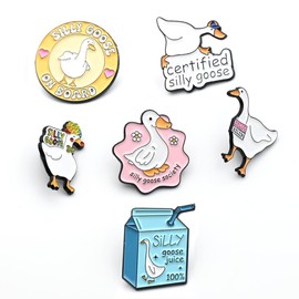 6Pcs Goose Animal Brooch Set Cute Pins Funny Cartoon Animal Pin Enamel Pin