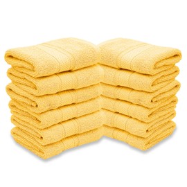 SFIHOME Wash Cloth Set, 12-Piece 100% Cotton Face Washcloths for Bathroom Home Shower High Absorbent Soft Quick-Dry Cloth, Lemon Yellow