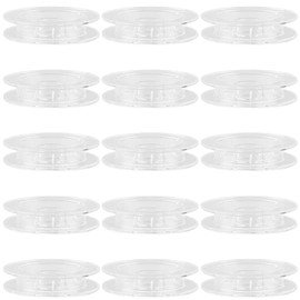 SUNNYCLUE 15Pcs 50 x 10mm Empty Spool Flat Plastic Spools White Wire Flat Embroidery Thread Weaving Organizer String Holder Bobbin for Sewing Stitching Crochet Needle Yarn DIY Supplies Women Adults
