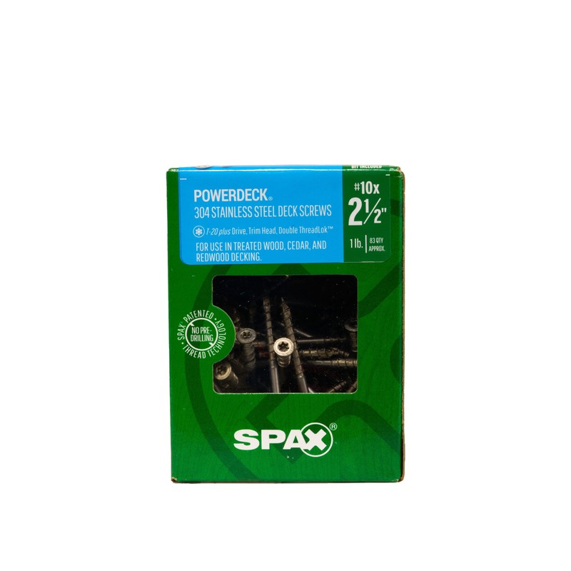 SPAX 45705008401004#10 x 2-1/2" Flat Head, 304 Stainless Steel, Deck